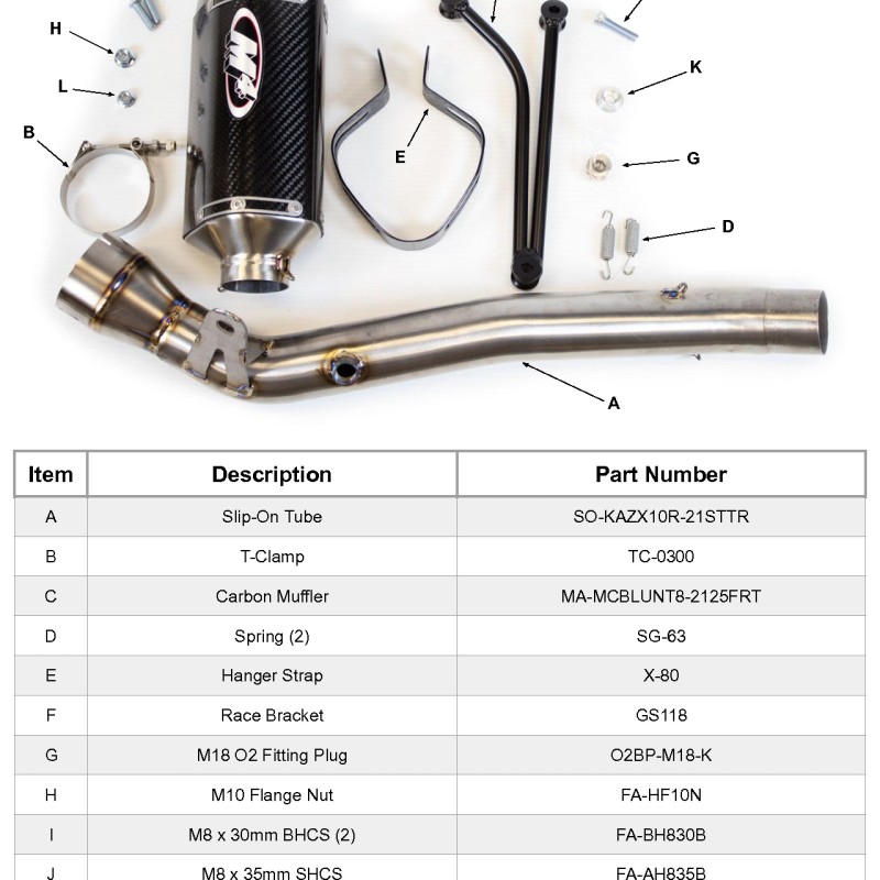 M4 Full Titanium Half System with Tech1 Carbon Canister - Kawasaki